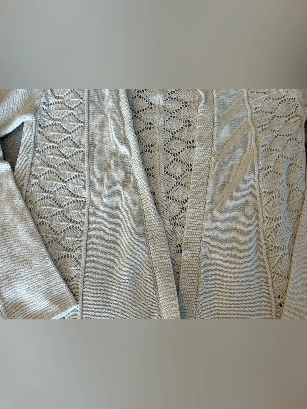 Women’s Belldini Brand White Long Length Open-Front Knit Cardigan Sweater